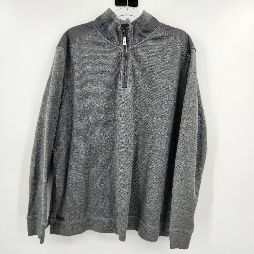 Tommy Bahama Quarter Zip Pullover Sweatshirt Mens Size XL Gray Blue